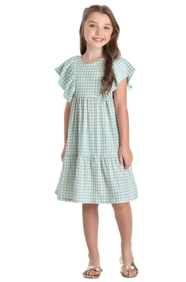 VESTIDO TMX XADREZ VERDE 